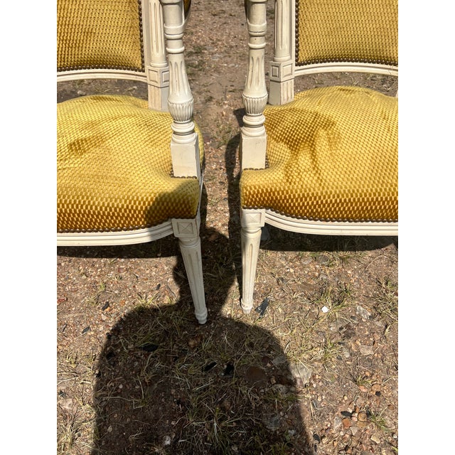 French 19th Century Louis XVI Painted Walnut Arm Chairs - Set of 2 For Sale - Image 11 of 12