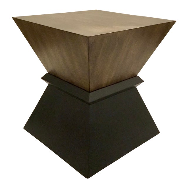 Modern Geometric Black and Walnut Wood Side Table Chairish