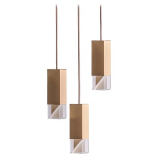 Lamp One Trio Chandelier in Brass by Formaminima For Sale