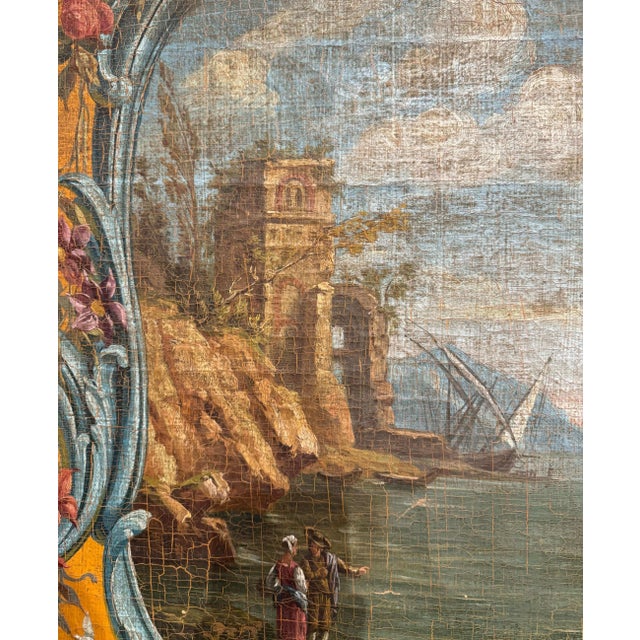 Pair of Large 19th Century Hand Painted Wall Panels on Canvas in Gilt Frames For Sale - Image 9 of 12