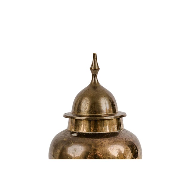 Mid-Century Modern 9.5" Brass Ginger Jar Mid-Century Modern Hollywood Regency For Sale - Image 3 of 5