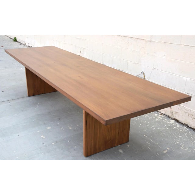 Wood Custom Walnut Dining Table For Sale - Image 7 of 9
