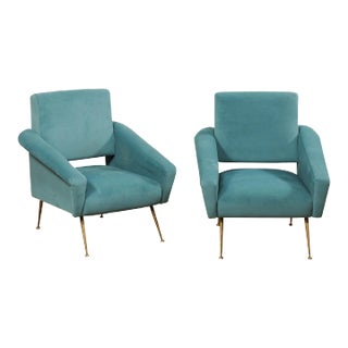 Italian of Mid-Century Club Chairs - A Pair For Sale