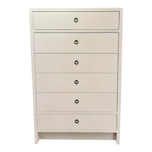 Villa & Home Modern White Grasscloth Tall Bryant Chest of Drawers