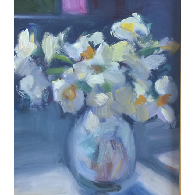 Impressionist Floral Bouquet of Flowers Painting Including the Antiqued Wood Gold Frame For Sale - Image 4 of 6