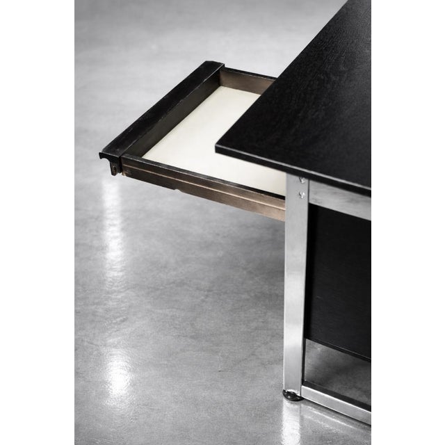 Vintage Danish Black Oak Desk with Chrome Base, 1970s For Sale - Image 14 of 18