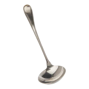 Antique English Beaded Silverplate Ladle Monogram H C
