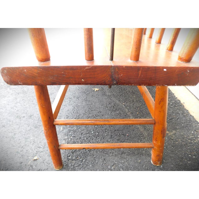 Wood Antique Early American Handmade Maple Settlers Bench For Sale - Image 7 of 12
