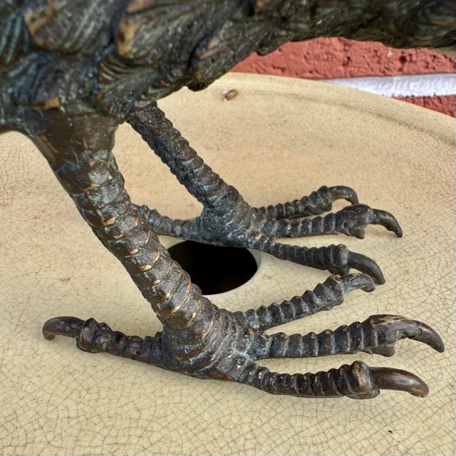 Metal Mid 20th Century Highly Detailed Antique Bronze Bird of Prey Sculpture Osprey Hawk Falcon Falconry For Sale - Image 7 of 11