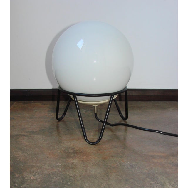 Bauhaus Vintage Metal and Frosted Glass Globe Lamp, 1980s For Sale - Image 3 of 8