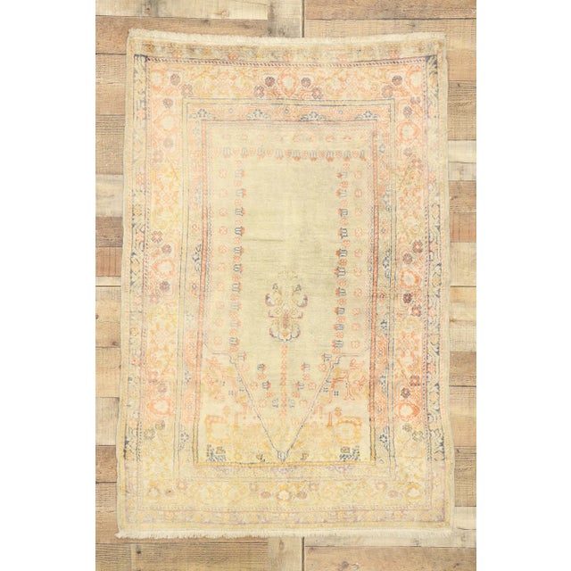 Champagne Vintage Turkish Sivas Prayer Rug - 03'00 x 04'05 For Sale - Image 8 of 9