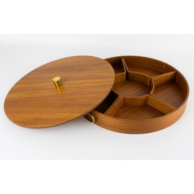 Brown Mid-Century Modern Scandinavian Teak Serving Tray Box, circa 1960 For Sale - Image 8 of 14