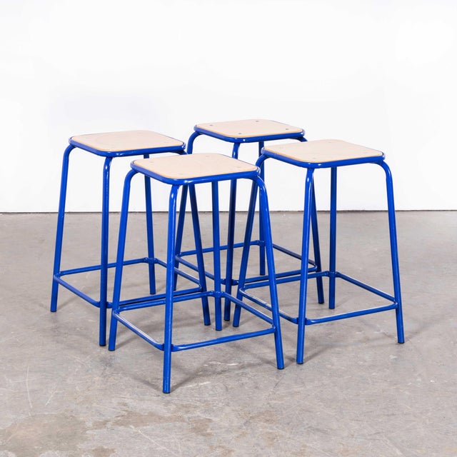 French Bright Blue Laboratory Stools, 1970s, Set of 6 For Sale - Image 17 of 18