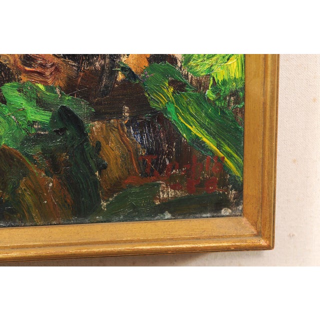 Wood Mid 20th Century Scandinavian Coastal Landscape Oil Painting For Sale - Image 7 of 13