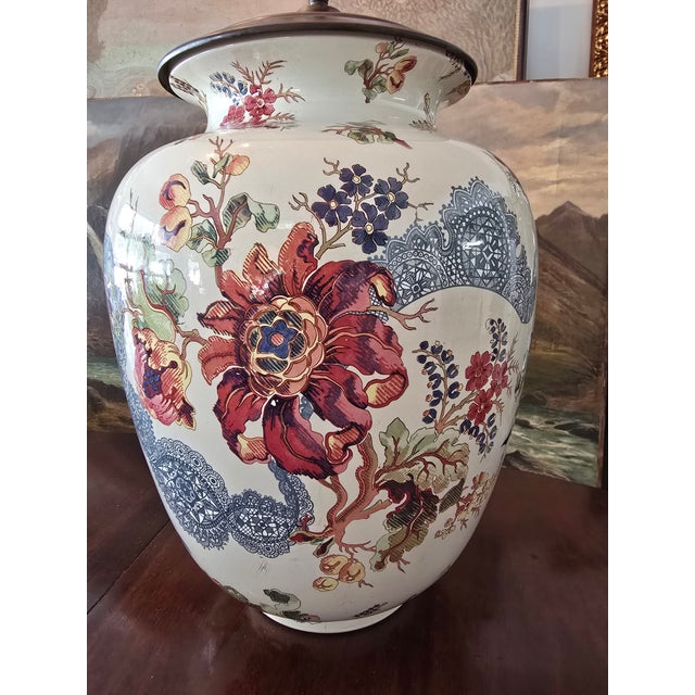 A very decorative original vintage mid century modern signed ceramic lamp . Having a big bulbous body with glorious iconic...