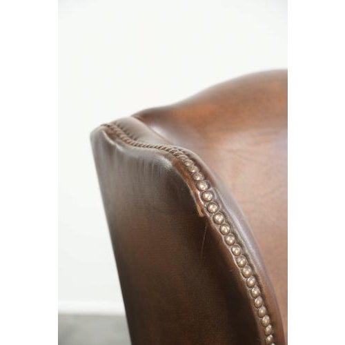 English Cowhide Wing Armchairs, Set of 2 For Sale - Image 14 of 15