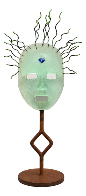 Murano Glass and Iron Sculptural Face from Pino Signoretto, 1970s