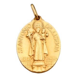 19.2k Gold Saint Anthony of Lisbon Pendant For Sale