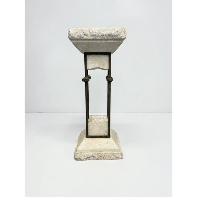 A striking vintage architectural pedestal by Magnussen Presidential Furniture, crafted in the Philippines circa 1980s and...