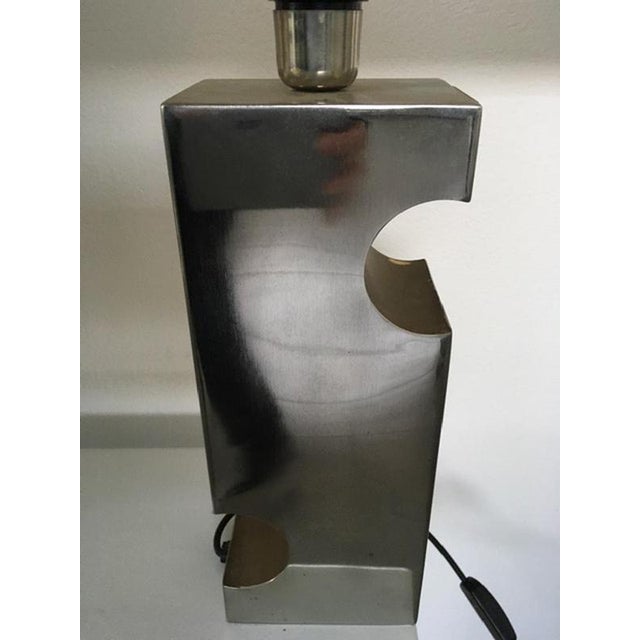 Gray Double Faced Inox Steel and Acrylic Glass Table Lamp, Italy, 1970s For Sale - Image 8 of 13