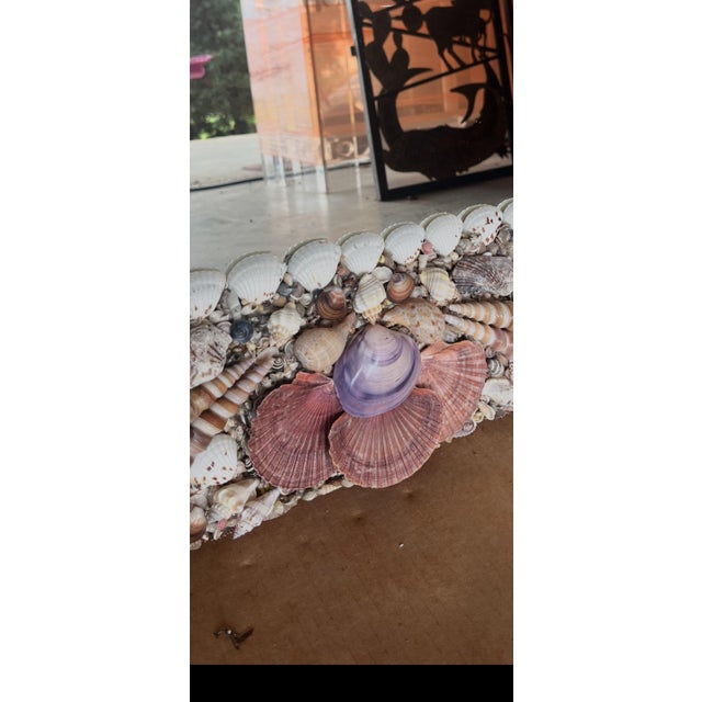 American Handcrafted Seashell Encrusted Wall Mirror For Sale - Image 11 of 12