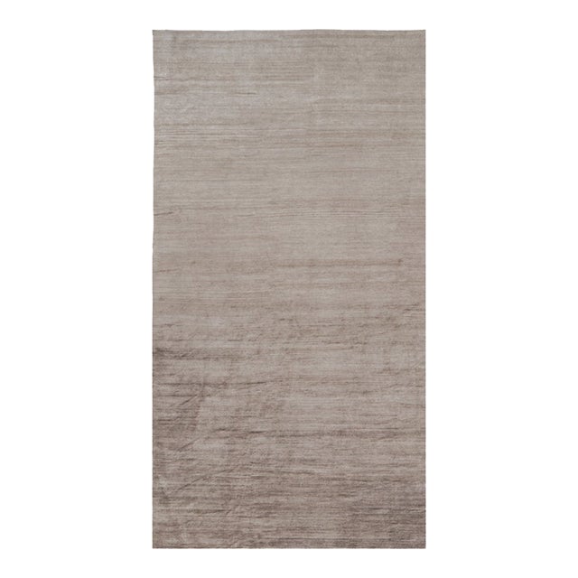 Rug & Kilim’s Oversized Modern Textural Rug in Brown, White and Beige Striae - 10x19 For Sale