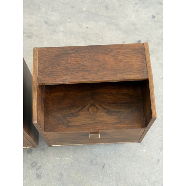 Vintage Rosewood Nightstands - Pair For Sale - Image 4 of 14