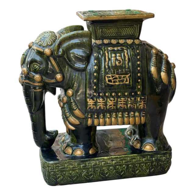 Mid Century Ceramic Elephant Garden Stool For Sale