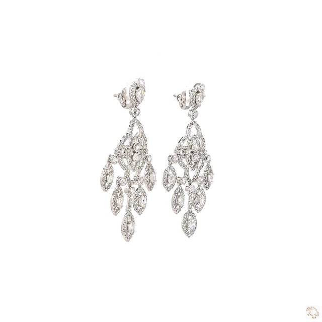 Silver 8.19 Carat Round Brilliant Cut Diamond Gold Earrings, Pair For Sale - Image 8 of 9