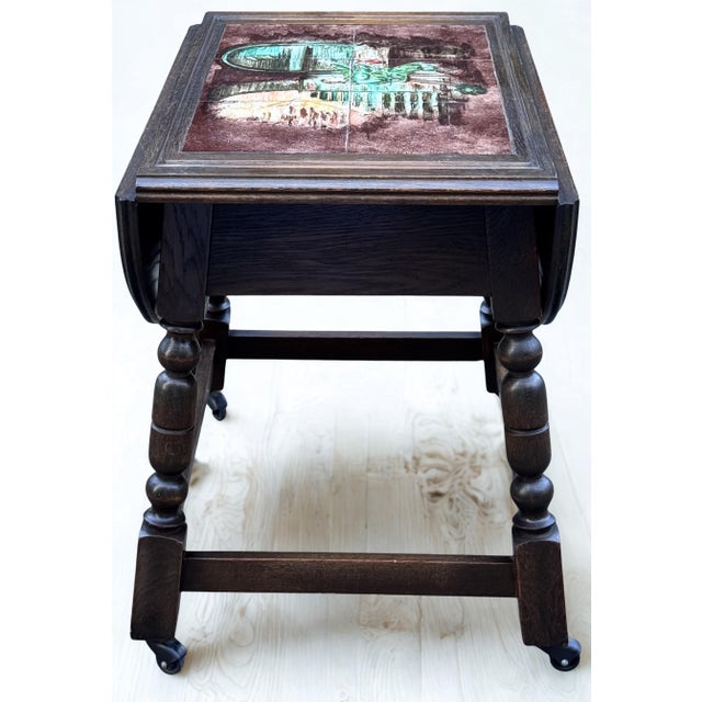 Mid 20th Century Mid-Century Jacobean Style Swedish Drop Leaf Side Table For Sale - Image 5 of 14