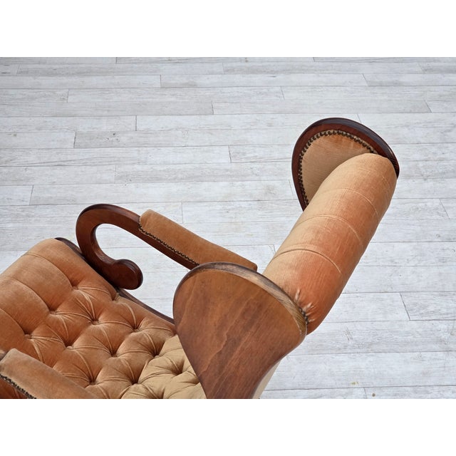 Vintage Scandinavian Rocking Chair in Velour and Dark Beech, 1960s For Sale - Image 18 of 18