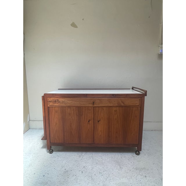 Wood Vintage Expandable Bar Cart II Serving Cart Designed John Kapel for Glen of Ca For Sale - Image 7 of 13