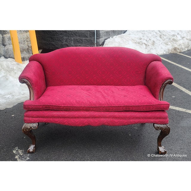 Antique Turn of the Century Chippendale Style Carved Mahogany Settee Loveseat, C1890-1910 For Sale - Image 4 of 15