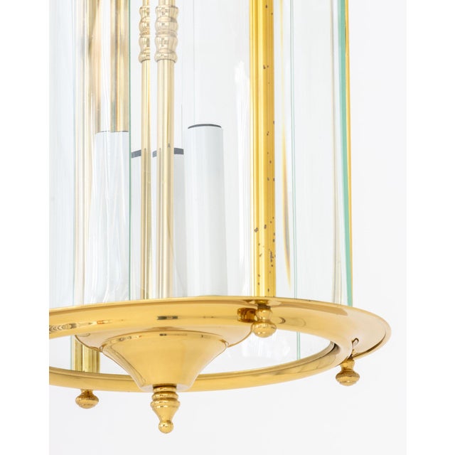 Modern Brass and Glass Lantern Pendant Lamp For Sale In New York - Image 6 of 6