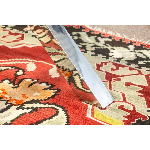 Contemporary Modern X Shaped Base Chrome and Glass Rectangular Dining Table For Sale In Detroit - Image 6 of 6