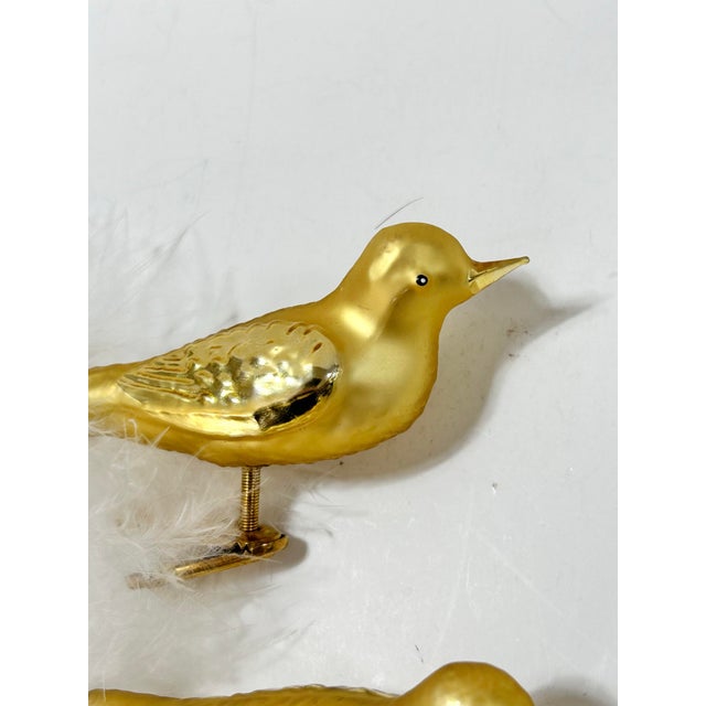 Mid 20th Century Vintage Glass Bird Clip-on Christmas Ornaments With Feather Tails – Set of 3 For Sale - Image 5 of 10
