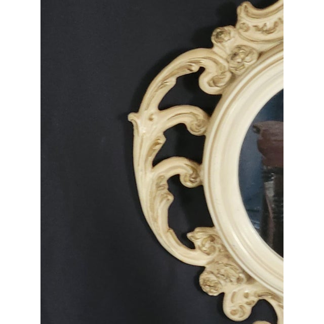 1960 Italian Art Nouveau Style Hand Carved Hand Painted Gilded Round Mirror For Sale - Image 14 of 18