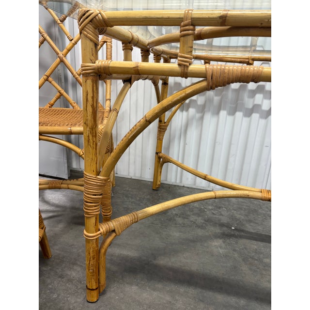 Vintage Palm Beach Chic Bamboo & Rattan Dining Set For Sale - Image 9 of 11