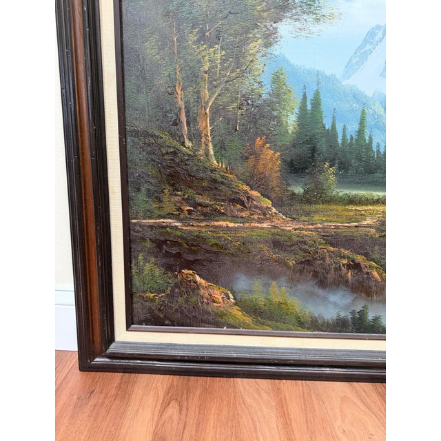 1970s Signed Mountain Landscape Oil Painting For Sale - Image 10 of 18