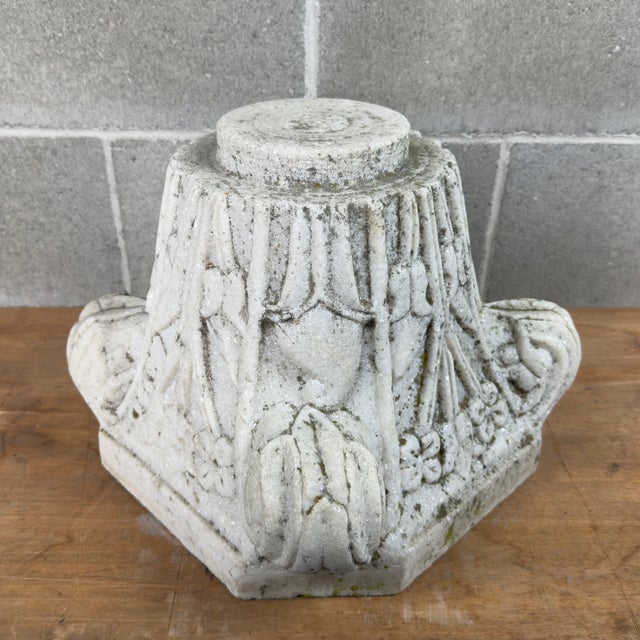 Hand-Carved White Marble Capital in Relief, 20th Century For Sale - Image 3 of 12