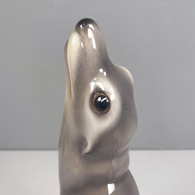 Mid-Century Italian Ceramic Sculpture of a Sea Lion by Urbano Zaccagnini, 1920s For Sale - Image 6 of 16