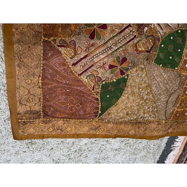 Brown Indian Tapestry With Hand Sewn Beading For Sale - Image 8 of 12