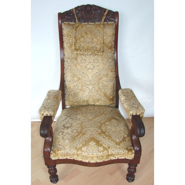 Antique Carved Walnut Armchair, Turn of the 19th and 20th Centuries For Sale - Image 3 of 16