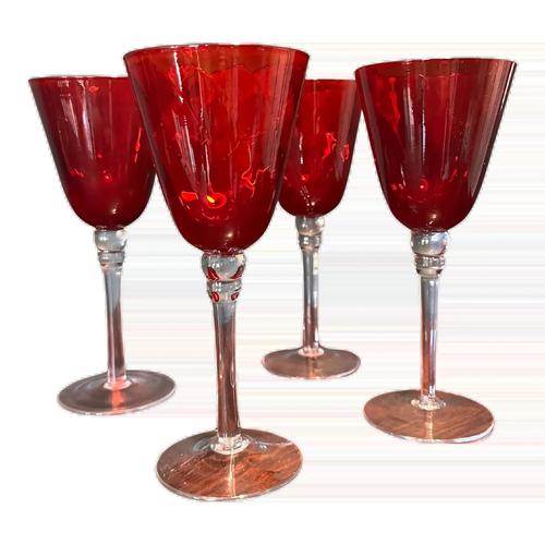 Circa 1980 Rosenthal Studio-Line Ruby Wine or Champagne Glasses- Set of 4 For Sale - Image 8 of 8