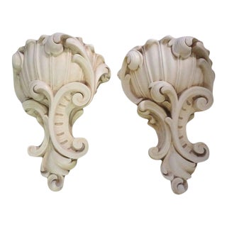 Large French 1940's Serge Roche Inspired Plaster Sconces-Pair For Sale