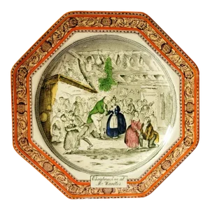 Early 20th Century Adams Illustration From the Pickwick Papers Dickens Ware Christmas Eve at Mr. Wardle's Decorative Plate, Made in Great Britain