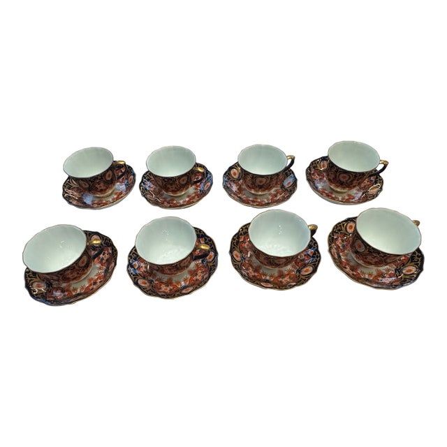 1990s Japanese Imari Ware From Arita Cups and Saucers - 16pcs For Sale