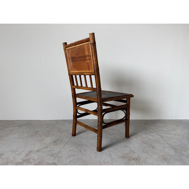 19th-Century Aesthetic Movement Bamboo Side Chair With Bird Motif Panels For Sale - Image 4 of 12