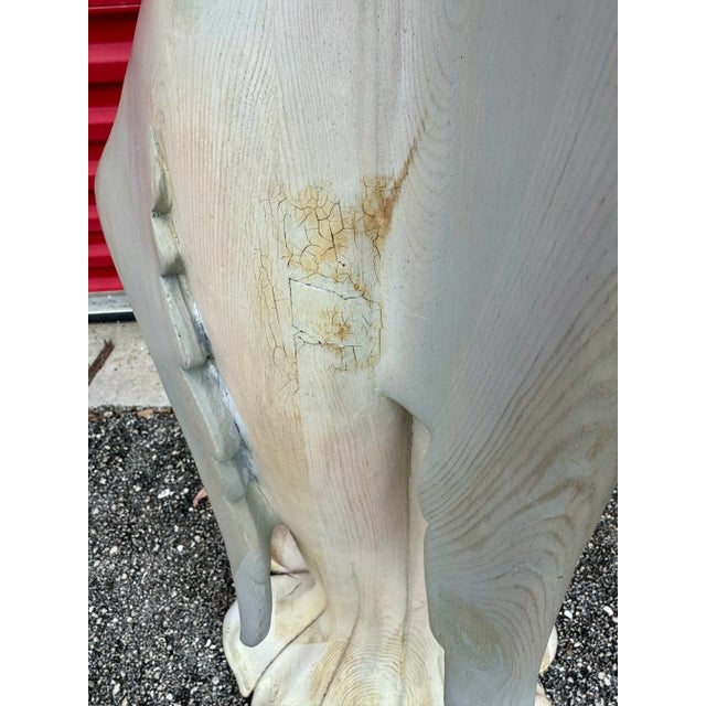 Magnificent large-scale vintage sculpture depicting a pair of elegant herons (or cranes) crafted from solid carved wood...