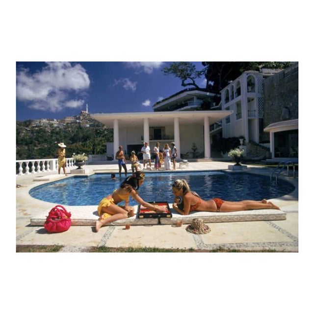 Poolside Backgammon Slim Aarons C Print For Sale